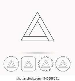 Emergency sign icon. Caution triangle sign. Linear circle, square and star buttons with icons.