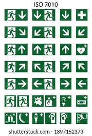 Emergency sign set iso 7010 green vector