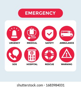 Emergency sign symbol set for medical support