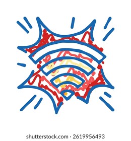 emergency signal alert doodle icon sketch vector. emergency signal alert sign. isolated symbol illustration