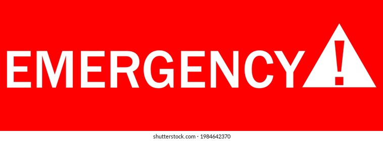 Emergency sign.Banner with word emergency with a white arrow.Red pointer.Hail signVector icon.