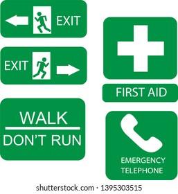 emergency signs exit signs first aid sign vector