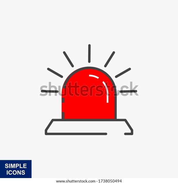 Emergency\
siren design flat icon. vector\
illustration