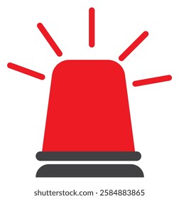 Emergency siren flashlight set for police, ambulance and alarms with exclamation hazard warning symbol in red color. Emergency police siren. Ambulance light vector set.