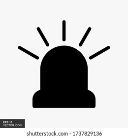 Emergency siren flat silhouette icon design. vector illustration