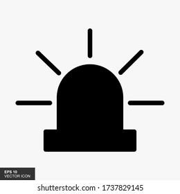 Emergency siren flat silhouette icon design. vector illustration