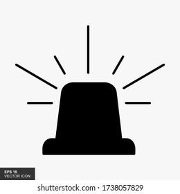 Emergency siren flat silhouette icon design. vector illustration