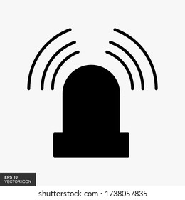 Emergency siren flat silhouette icon design. vector illustration