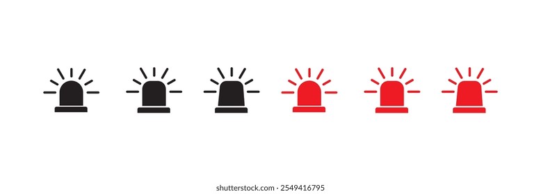 Emergency siren icon. Alert light bulb icons collection. Ambulance emergency siren icons set. Vector