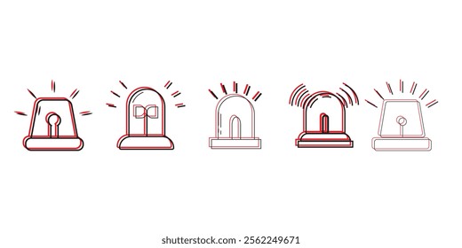 Emergency siren icon. Alert light bulb icons collection. Ambulance emergency siren icons set. Vector