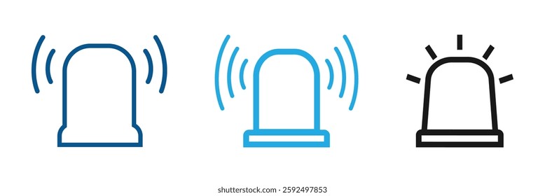 Emergency siren icon. Alert light bulb icons collection. Ambulance emergency siren icons set.