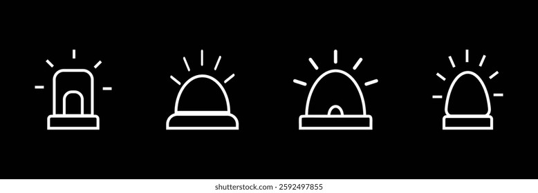 Emergency siren icon. Alert light bulb icons collection. Ambulance emergency siren icons set.