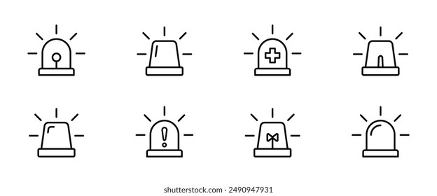 Emergency siren icon. Ambulance emergency siren icons set. Alert light bulb icons collection. Vector