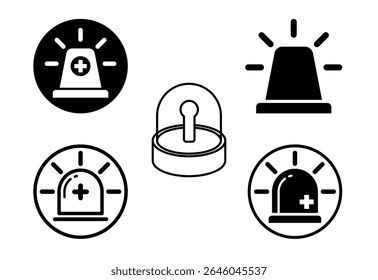 Emergency siren icon, Ambulance emergency siren sign black on white background