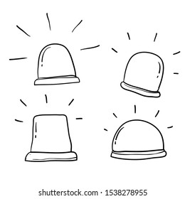 Emergency siren icon in comic style. Police alarm, medical alert vector cartoon illustration on white