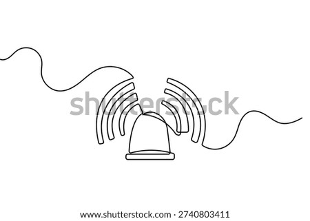 Emergency siren icon created with a single line drawing and minimalist outline vector illustration