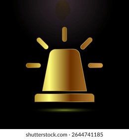 Emergency siren icon design illustration, Ambulance emergency siren sign symbol in gold color style