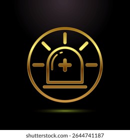 Emergency siren icon design illustration, Ambulance emergency siren sign symbol in gold color style