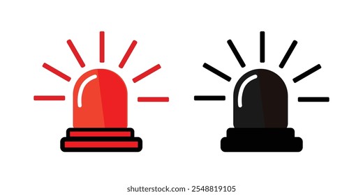  Emergency siren icon with exclamation point symbol in flat styl. Business concept for web, marketing,banner, mobile app and graphic design elements. Police alarm,Medical alert vector illustration