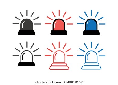  Emergency siren icon with exclamation point symbol in flat styl. Business concept for web, marketing,banner, mobile app and graphic design elements. Police alarm,Medical alert vector illustration