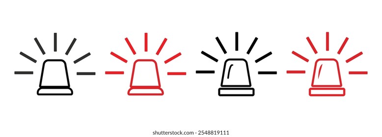  Emergency siren icon with exclamation point symbol in flat styl. Business concept for web, marketing,banner, mobile app and graphic design elements. Police alarm,Medical alert vector illustration