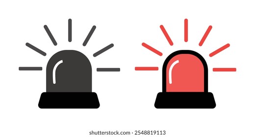  Emergency siren icon with exclamation point symbol in flat styl. Business concept for web, marketing,banner, mobile app and graphic design elements. Police alarm,Medical alert vector illustration