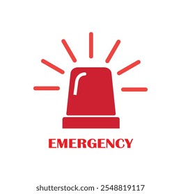  Emergency siren icon with exclamation point symbol in flat styl. Business concept for web, marketing,banner, mobile app and graphic design elements. Police alarm,Medical alert vector illustration