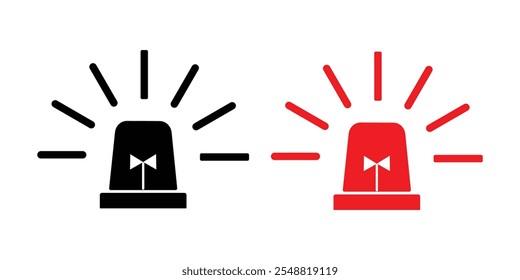  Emergency siren icon with exclamation point symbol in flat styl. Business concept for web, marketing,banner, mobile app and graphic design elements. Police alarm,Medical alert vector illustration