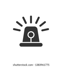 Emergency siren icon in flat style. Police alarm vector illustration on white isolated background. Medical alert business concept.