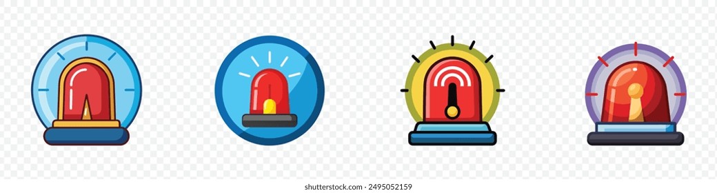 Notsirene-Symbol im flachen Stil. Symbol der medizinischen Notfallsirene, Symbol der Alarmsirene. Symbol für die Notfallsirene, Symbole für den Notarzt oder die Polizei