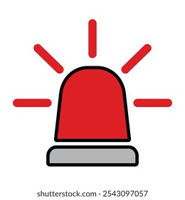 Emergency siren icon in flat style. Business concept for web, marketing, banner, mobile app and graphic design elements. Police alarm vector illustration on white isolated background. Medical alert.