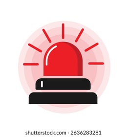 Ícone de sirene de emergência em estilo plano. Ilustração de vetor de alarme policial sobre fundo isolado branco. 