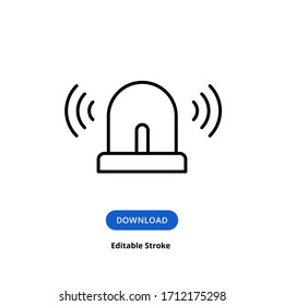 Emergency siren icon. Police alarm vector illustration on white isolated background. Medical alert business concept splash effect. Ambulance symbol. Editable Stroke. 