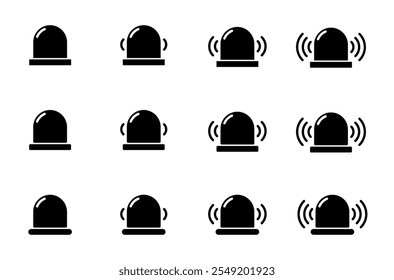 Emergency siren icon set collection. Ambulance light sign symbol