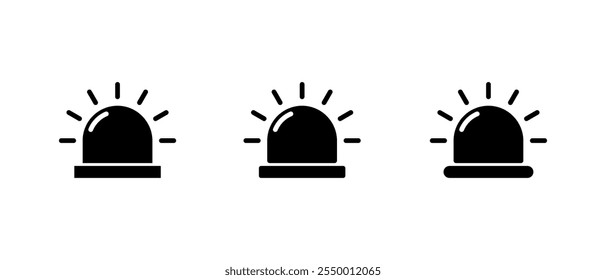 Emergency siren icon set collection in generic style. Ambulance, police light sign symbol