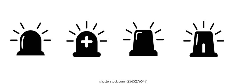 Emergency siren icon set, Siren vector flat icon, Alert light bulb icons collection. Ambulance emergency siren icons set. vector illustration.