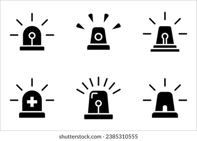 Emergency siren icon set. warning sign, police alarm, ambulance alarm, Medical alert on white background