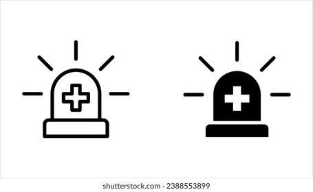 Juego de iconos de sirena de emergencia. señal de advertencia, alarma policial, alarma de ambulancia, alerta médica sobre fondo blanco
