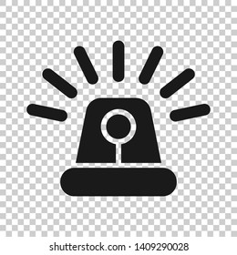 Emergency siren icon in transparent style. Police alarm vector illustration on isolated background. Medical alert business concept.