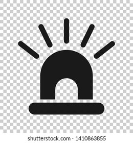 Emergency siren icon in transparent style. Police alarm vector illustration on isolated background. Medical alert business concept.