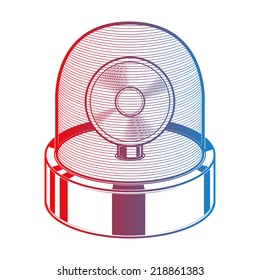Emergency siren isolated on a white background. Gradient line art. Retro design. Vector illustration.