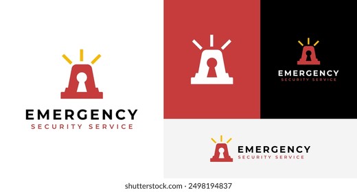 Lámpara de sirena de emergencia Candado de seguridad Diseño de logotipo de seguridad Plantilla de marca