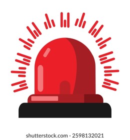 Emergency Siren Light Vector | Flashing Red Alarm Icon | Police, Firefighter, Ambulance Signal