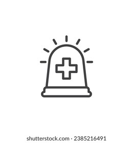 Emergency siren line icon. linear style sign for mobile concept and web design. Ambulance flasher siren outline vector icon. Medical alert symbol, logo illustration. Vector graphics