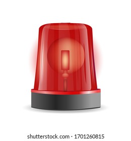 Emergency siren realistic 3D transparent background. Police or ambulance red flasher siren