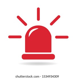 Emergency siren red color icon isolated, vector on white background concept flat illustration.