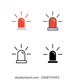 Emergency Siren as warning sign in Medical alert. Special red Flashers of Emergency Light for Police flasher , firefighters, Ambulance alarm. Vector illustration. Design on white background. EPS10