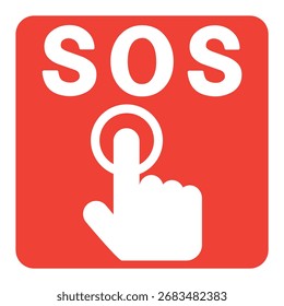 Notfall-SOS-Tastensymbol mit Fingerpresssymbol