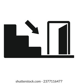 Emergency stairs exit icon simple vector. Alarm fire. Work security