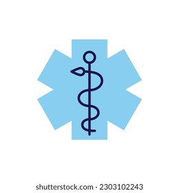Emergency Star related vector line icon. Isolated on white background. Vector illustration. Editable stroke